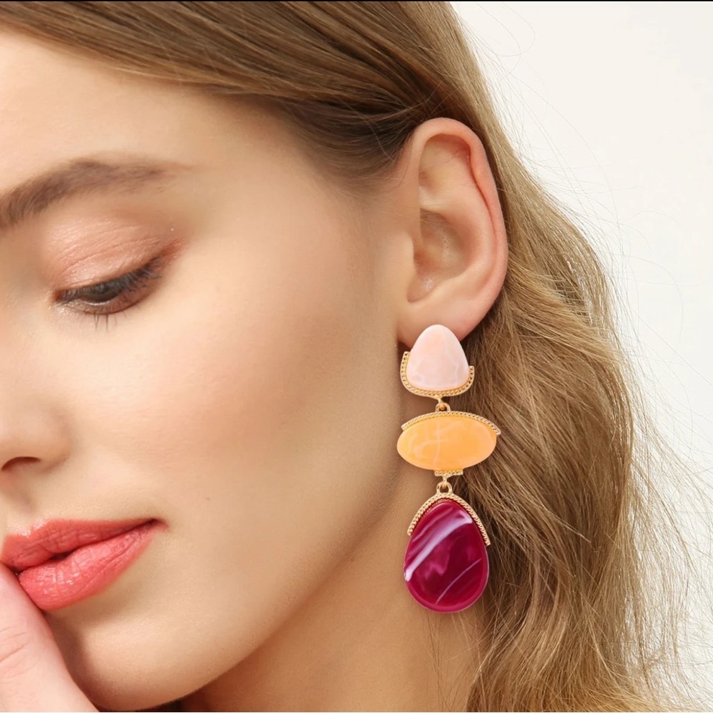 Colorful Resin Tear Drop Earrings